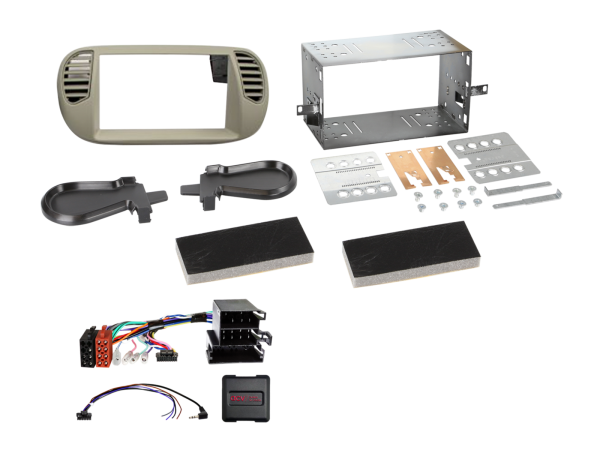 ACV 621094-23-1 Fiat 500 fixed-vent double-DIN fitting kit – pearl grey