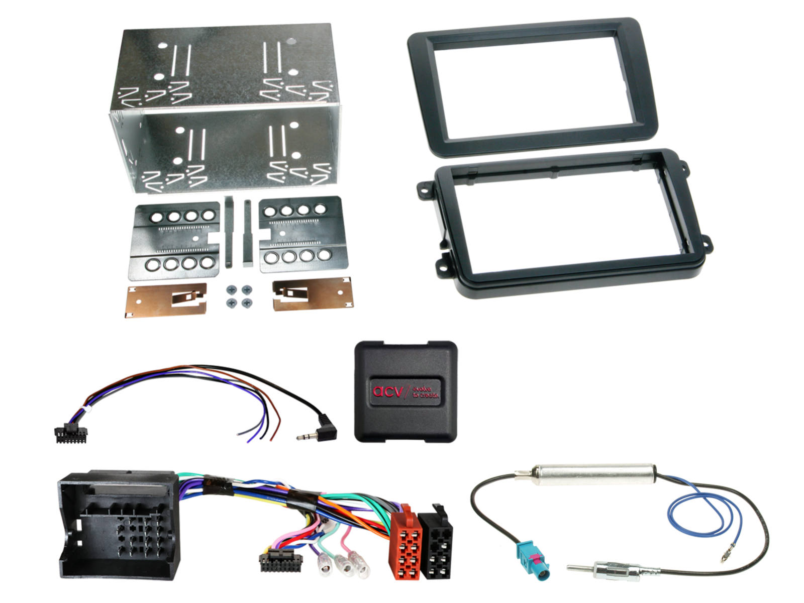 ACV 621320-10-1 VW 40-pin Quadlock double-DIN fitting kit – black