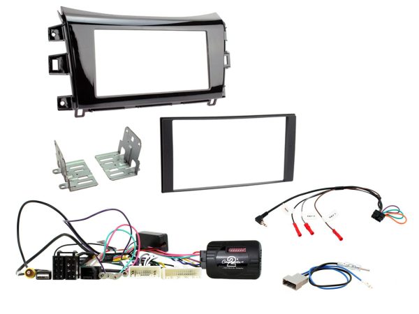 Connects2 CTKNS10 Nissan Navara NP300 double-DIN fitting kit – metallic gloss black