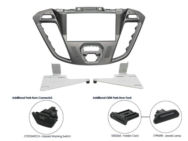 Connects2 CT23FD38 Phoenix Silver Transit Custom Double-DIN Fascia – Cutting Required