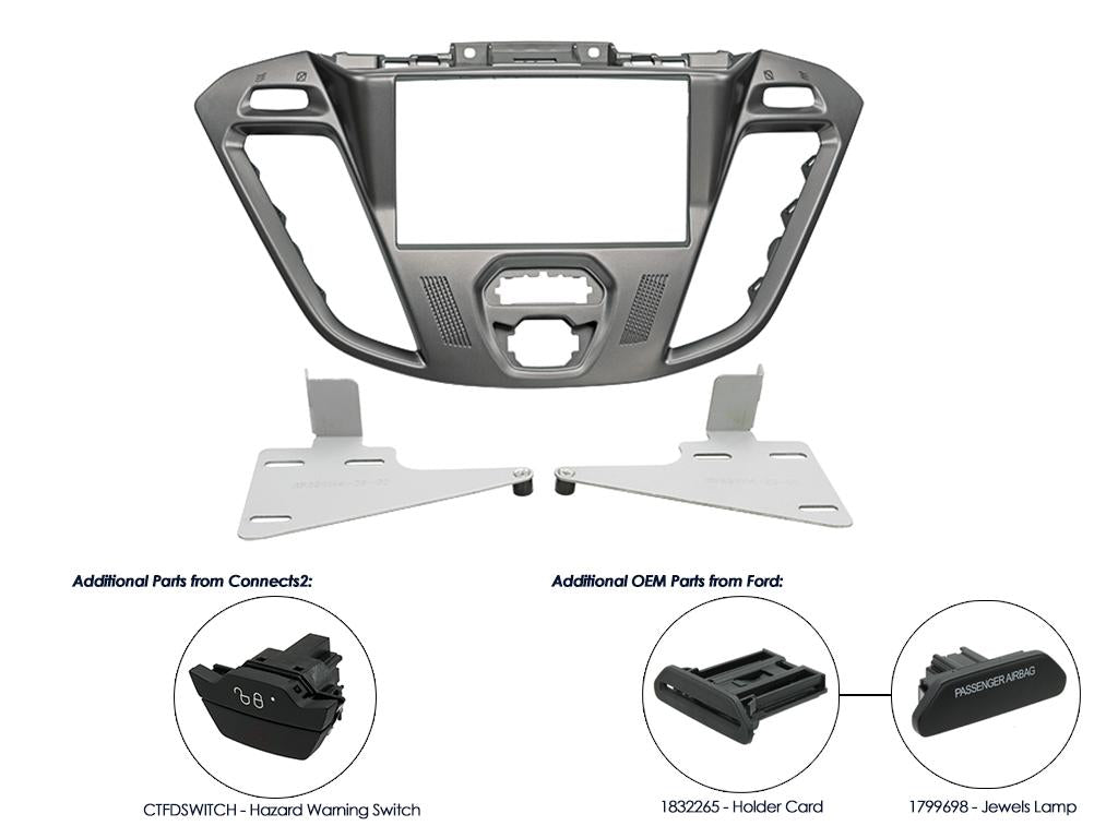 Connects2 CT23FD38 Phoenix Silver Transit Custom Double-DIN Fascia – Cutting Required