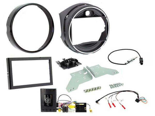 Connects2 CTKBM28 gloss-black double-DIN fitting kit for MINI F56