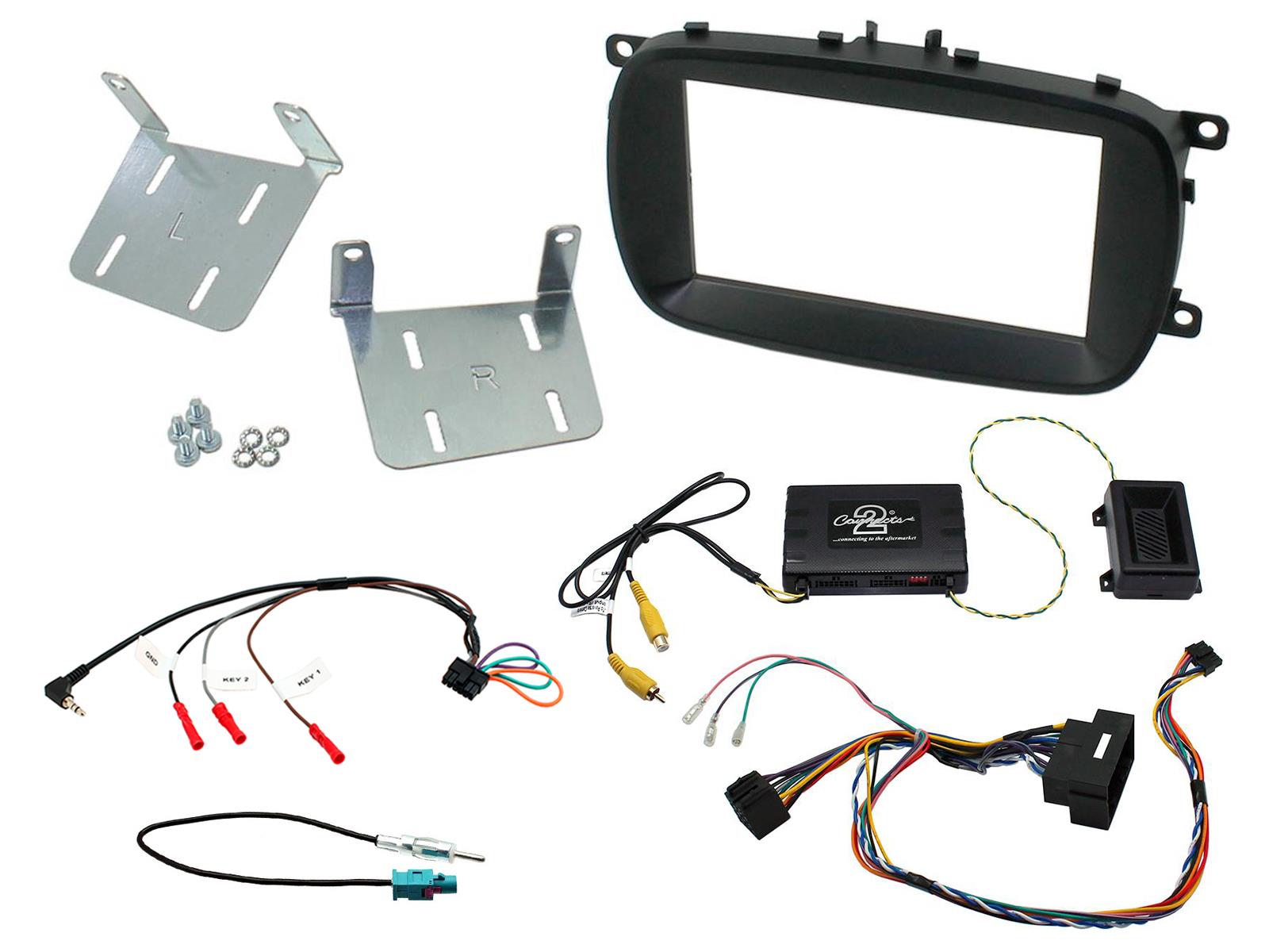 Connects2 CTKFT13 black double-DIN fitting kit for Fiat 500X
