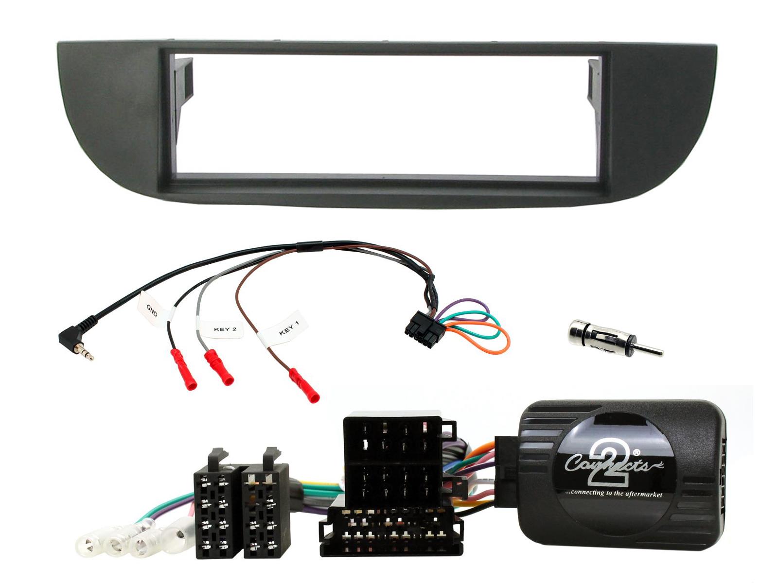 Connects2 CTKFT25 Fiat 500 Single-DIN Installation Kit — Black