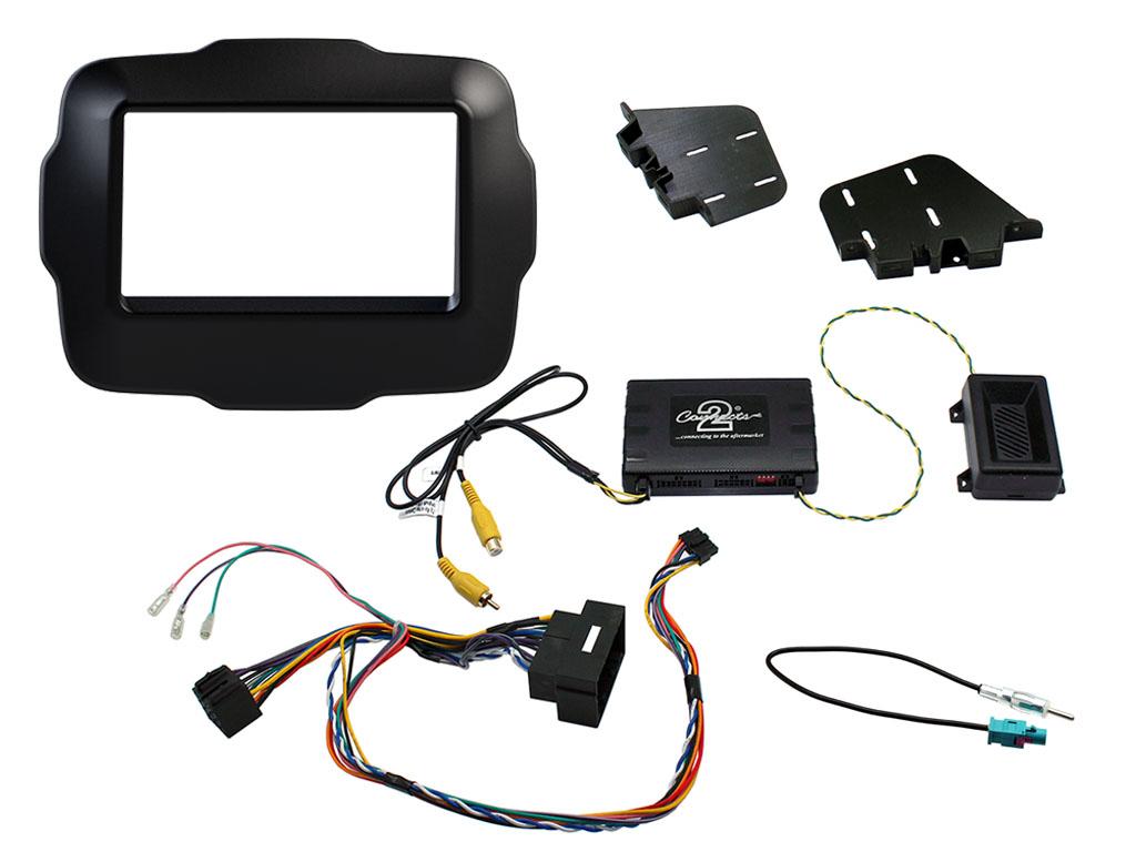 Connects2 CTKJP01 black double-DIN fitting kit for Jeep Renegade