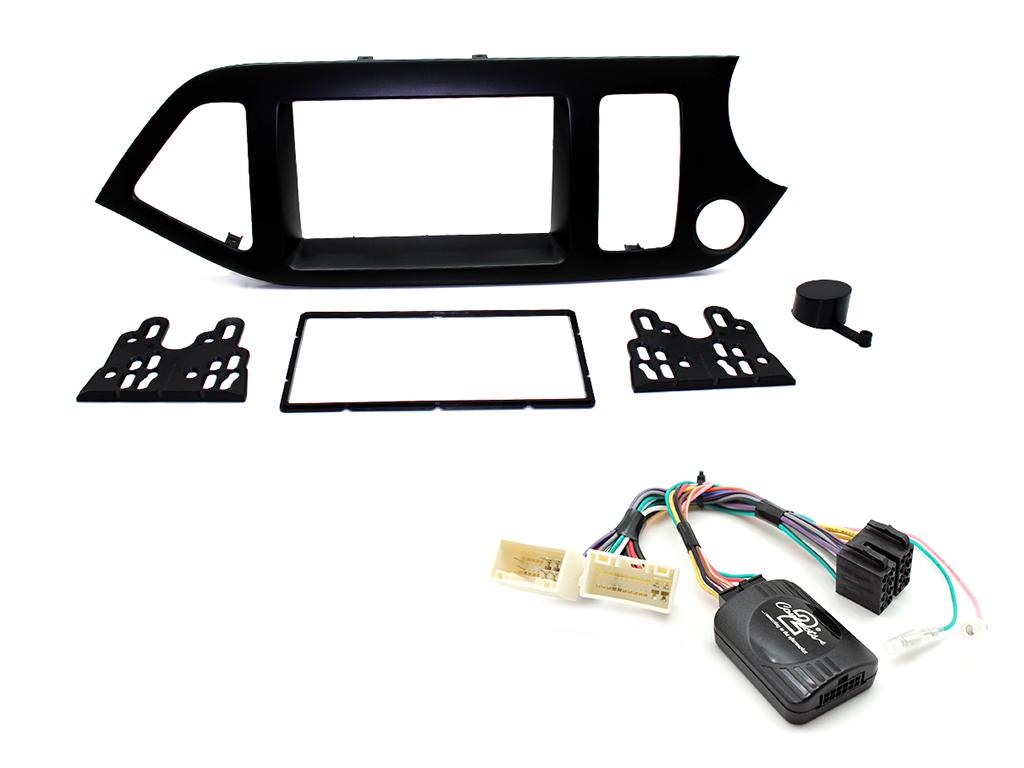 Connects2 CTKKI25 black double-DIN fitting kit for Kia Picanto
