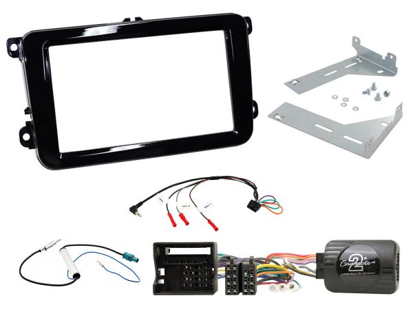 Connects2 CTKVW20 VW double-DIN fitting kit – piano black, single Fakra