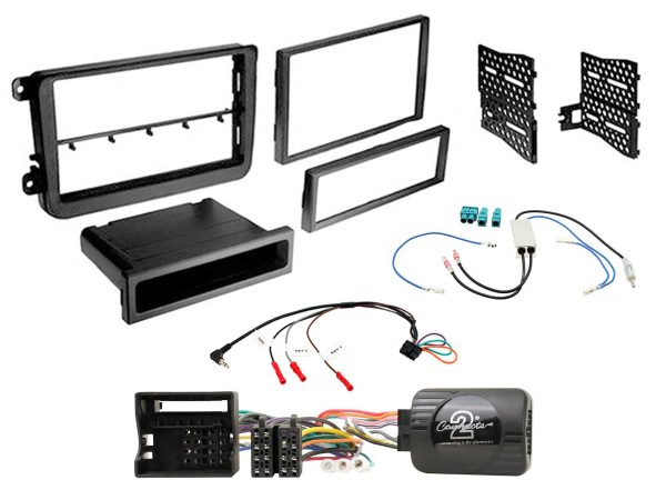 Connects2 CTKVW22 VW single/double-DIN fitting kit with pocket – matt black