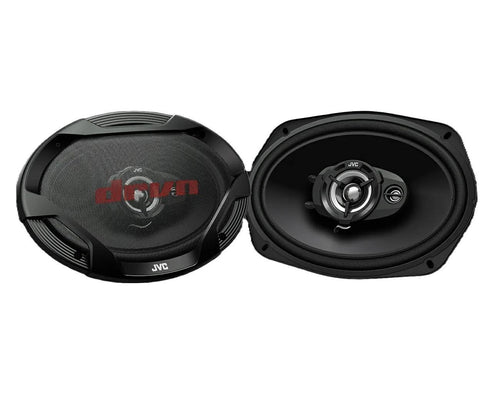 JVC CS-DR6932 6 x 9-inch three-way coaxial speakers with grilles